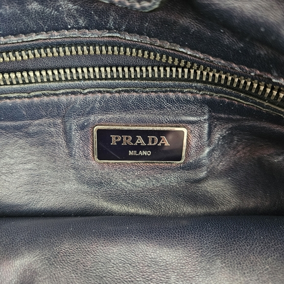 Prada Suede Scamosciato Twin Pocket Tote Bag (Navy/Midnight Blue) - Picture 10 of 10